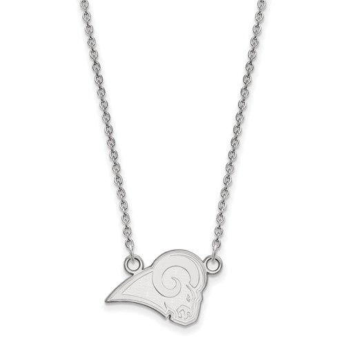 Los Angeles Rams 14k White Gold Small Pendant with Necklace