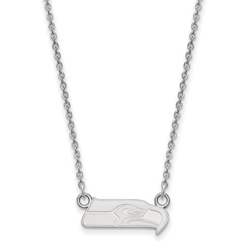 Seattle Seahawks 14k White Gold Small Pendant with Necklace
