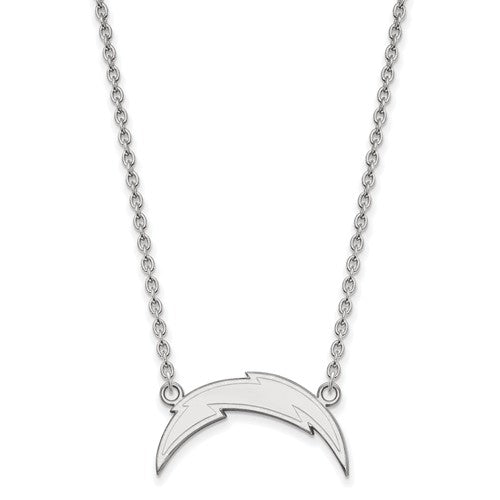 Los Angeles Chargers 10k White Gold Large Pendant with Necklace