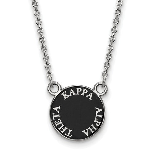 Kappa Alpha Theta Sorority Sterling Silver Extra Small Enameled Pendant Necklace