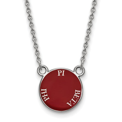 Pi Beta Phi Sorority Sterling Silver Extra Small Enameled Pendant Necklace