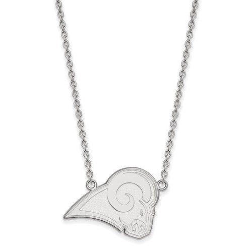 Los Angeles Rams 10k White Gold Large Pendant with Necklace