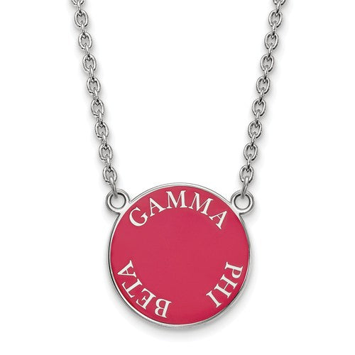 Gamma Phi Beta Sorority Sterling Silver Medium Enameled Pendant Necklace