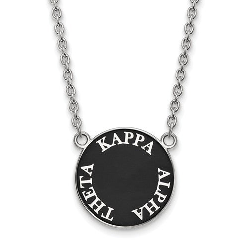 Kappa Alpha Theta Sorority Sterling Silver Medium Enameled Pendant Necklace