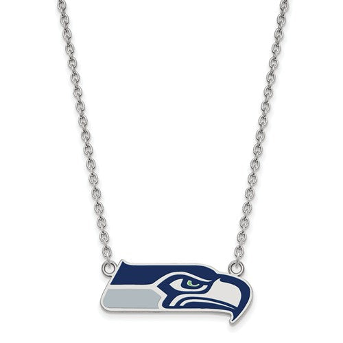 Seattle Seahawks Sterling Silver Large Pendant with Necklace