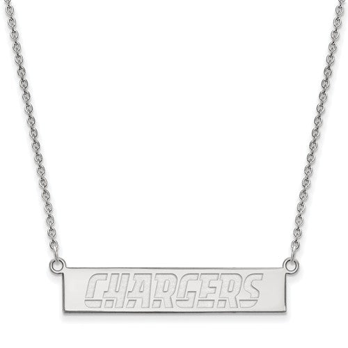 Los Angeles Chargers 10k White Gold Small Bar Necklace