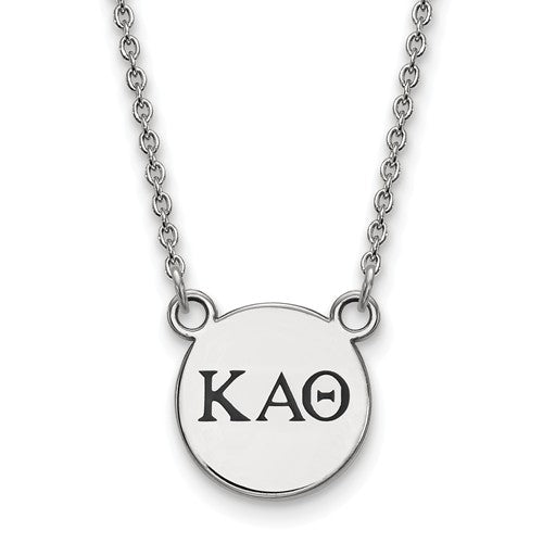 Kappa Alpha Theta Sorority Sterling Silver Extra Small Enameled Pendant Necklace