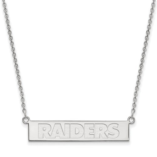 Oakland Raiders 10k White Gold Small Bar Necklace