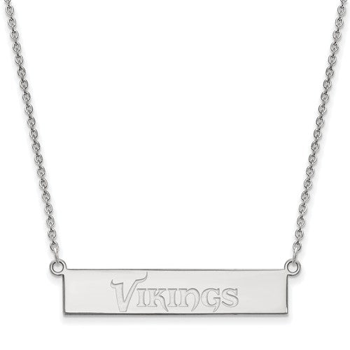 Minnesota Vikings 14k White Gold Small Bar Necklace