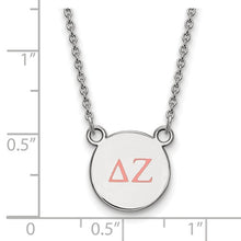 Delta Zeta Sorority Sterling Silver Extra Small Enameled Pendant Necklace