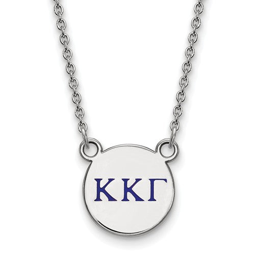 Kappa Kappa Gamma Sorority Sterling Silver Extra Small Enameled Pendant Necklace