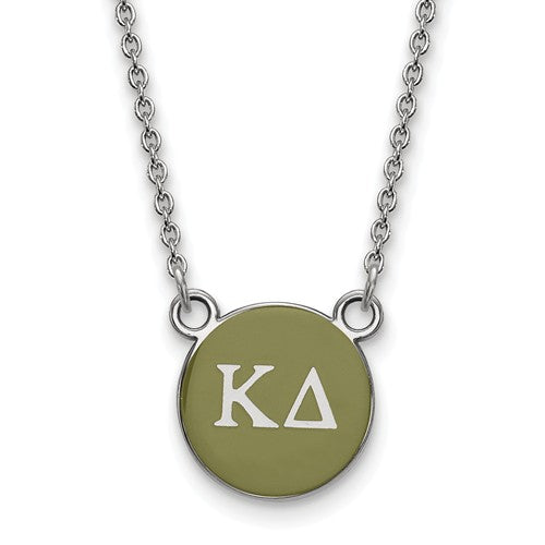 Kappa Delta Sorority Sterling Silver Extra Small Enameled Pendant Necklace