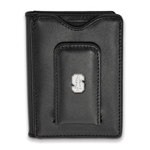 Sterling Silver LogoArt Stanford University Black Leather Money Clip Wallet