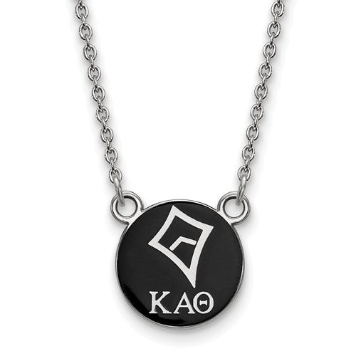 Kappa Alpha Theta Sorority Sterling Silver Extra Small Enameled Pendant Necklace