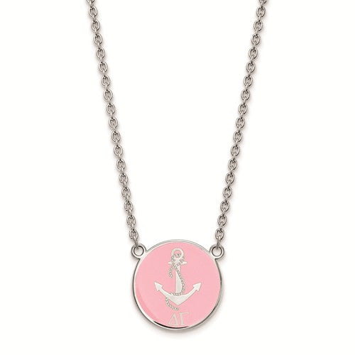 Delta Gamma Sorority Sterling Silver Medium Enameled Pendant Necklace