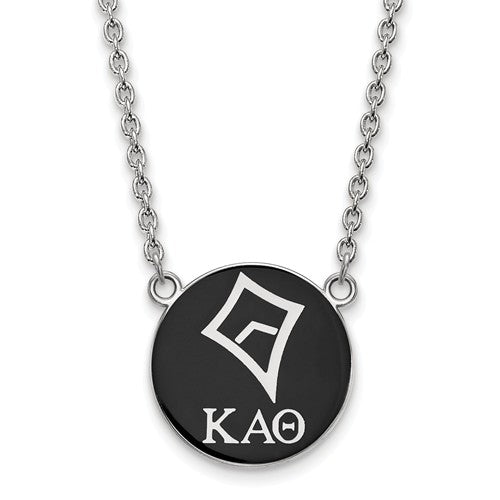 Kappa Alpha Theta Sorority Sterling Silver Medium Enameled Pendant Necklace