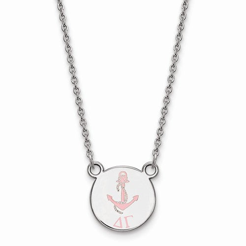 Delta Gamma Sorority Sterling Silver Extra Small Enameled Pendant Necklace