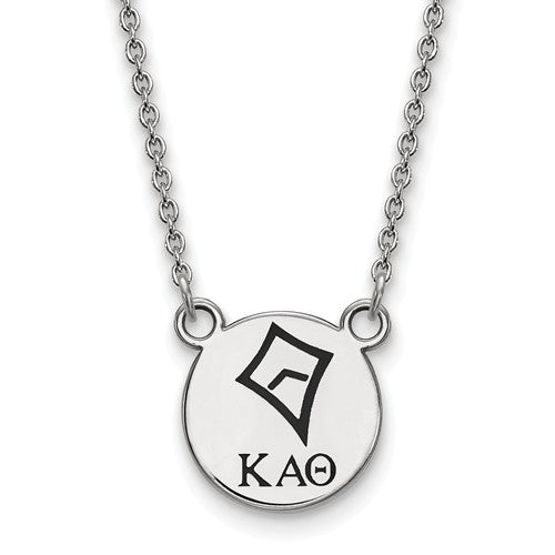 Kappa Alpha Theta Sorority Sterling Silver Extra Small Enameled Pendant Necklace