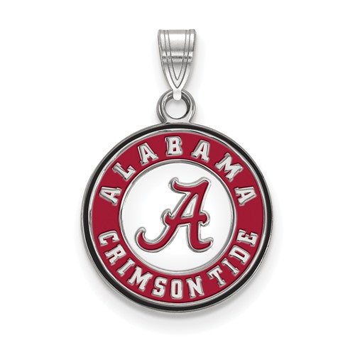 University of Alabama Sterling Silver Small Enameled Disc Pendant