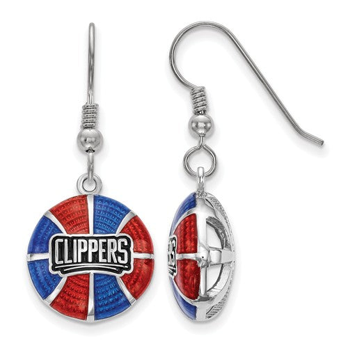 Los Angeles Clippers Sterling Silver Enameled Basketball Dangle Earrings